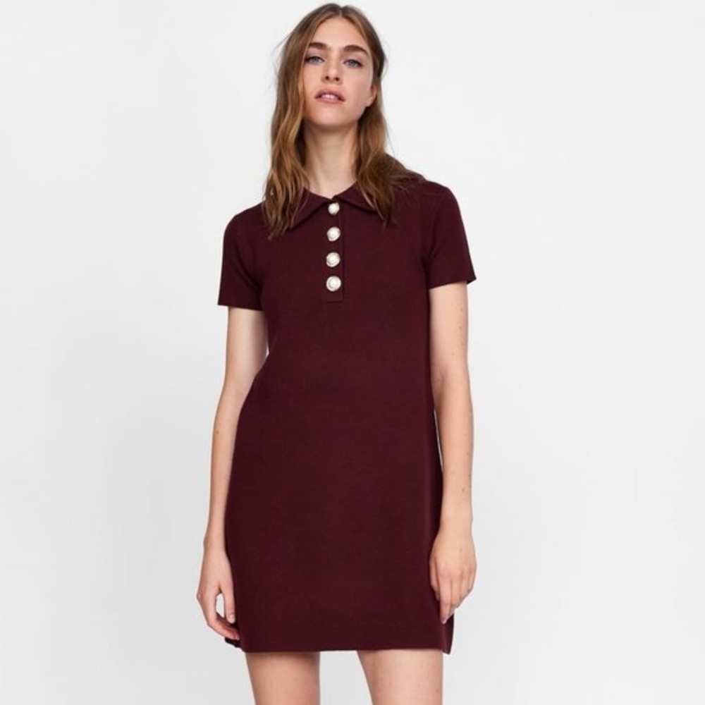 Zara Burgundy Knit Dress Size S